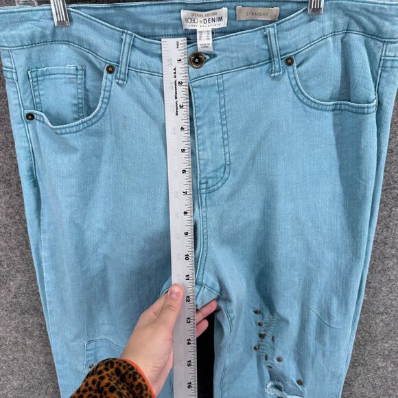 LOGO by Lori Goldstein Jeans Women 12 Blue Denim Light Wash Straight Cuffed - Picture 5 of 8